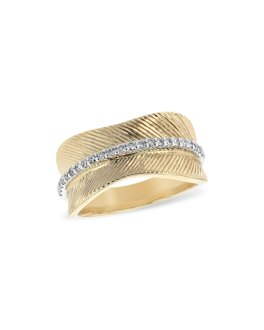 14KY Golden Wave Ring with Diamonds