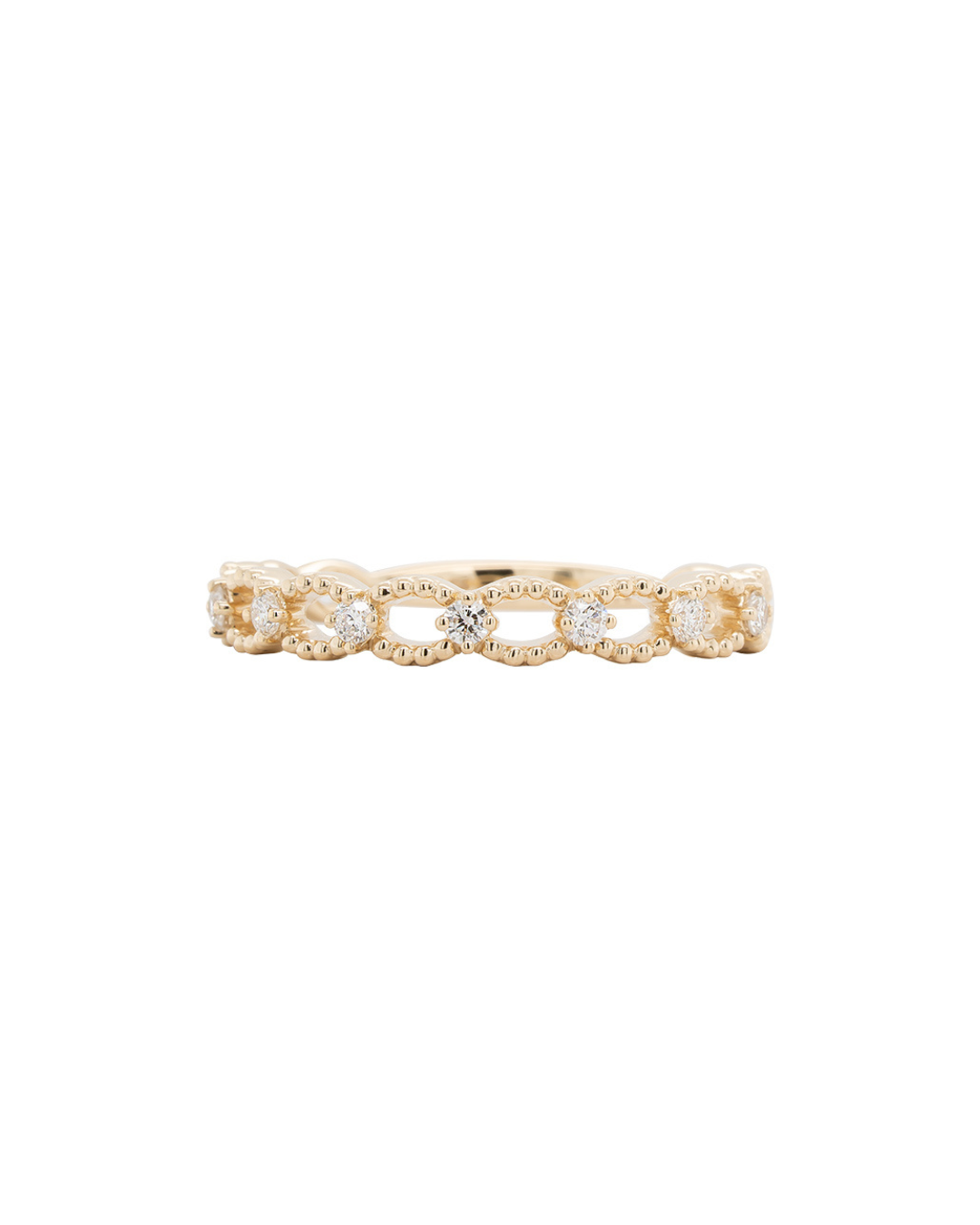 14KY Diamond Beaded Interlocking Band