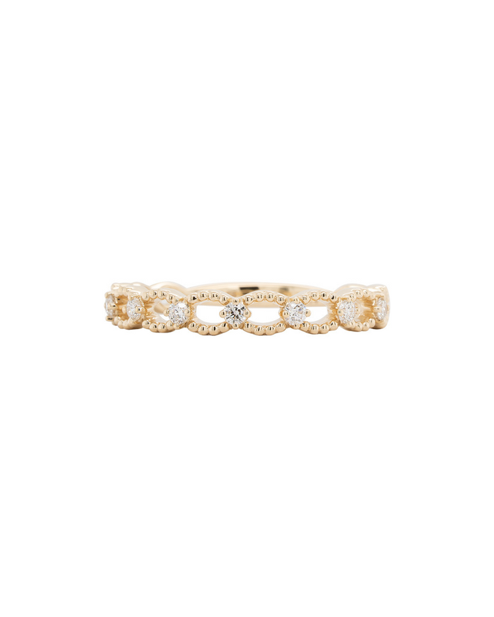 14KY Diamond Beaded Interlocking Band