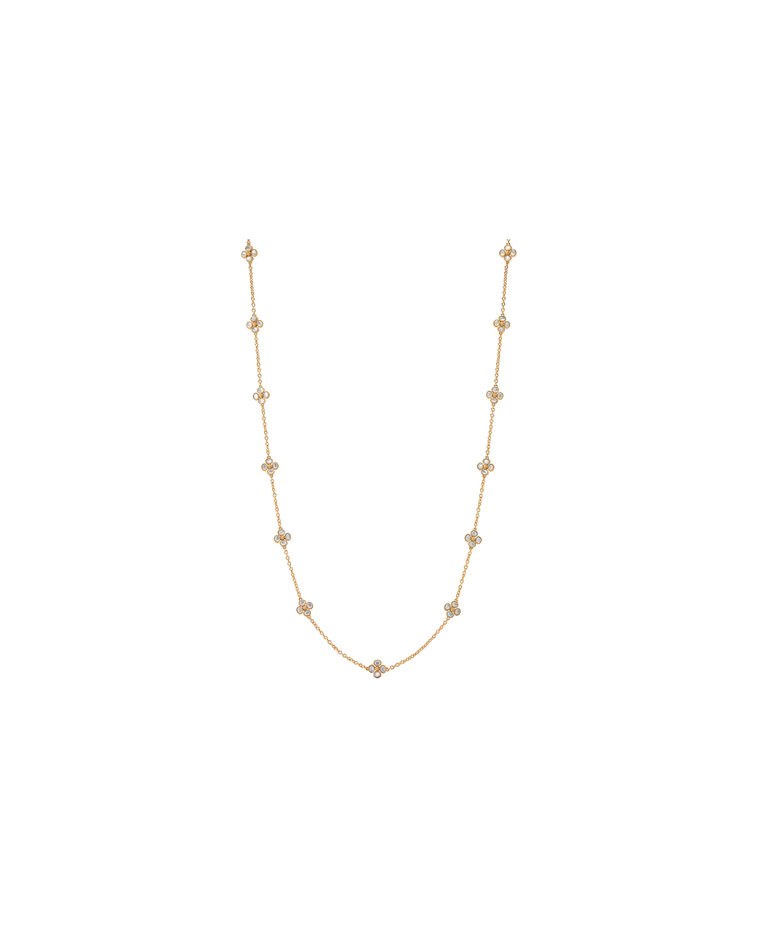 Clover Double Sided Necklace, Pearl White