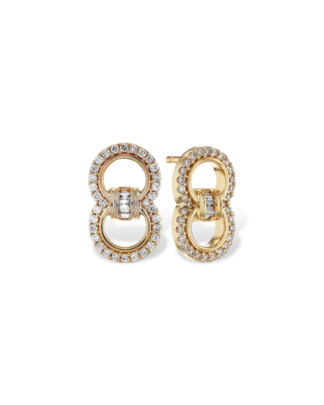 14KY Interlocking Diamond Circle Earrings