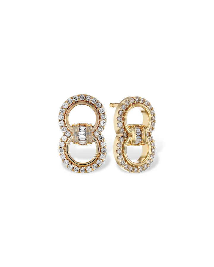 14KY Interlocking Diamond Circle Earrings
