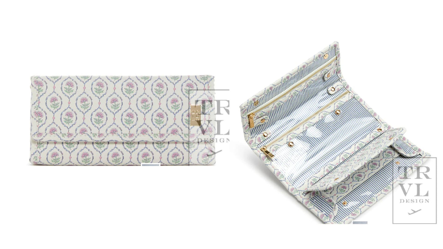 TRVL LUXE JEWELRY WALLET - ANTIBES with Navy Pinstripe Liner