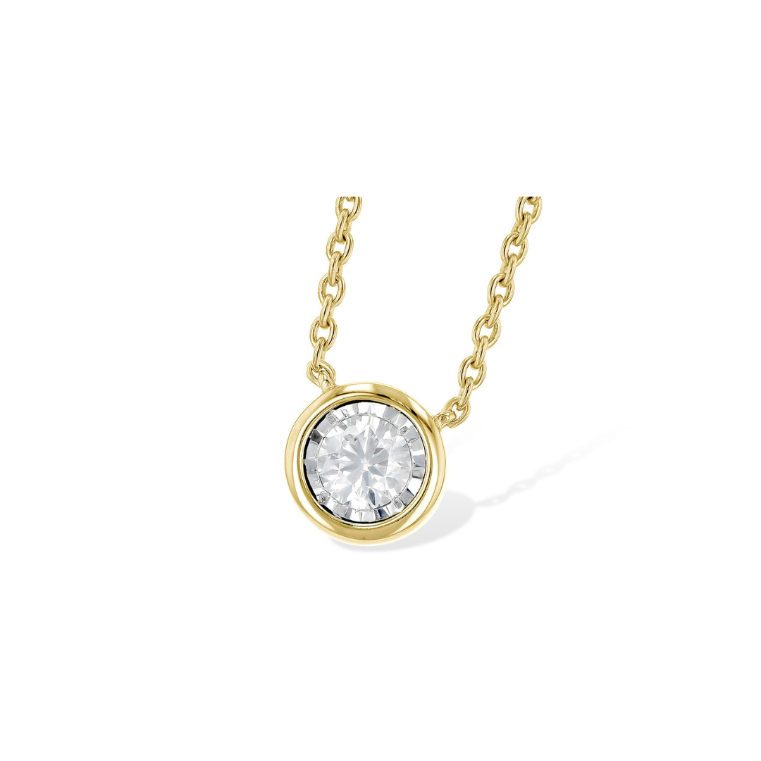 AK 14K YG Bezel Set Diamond Necklace, .24 carat