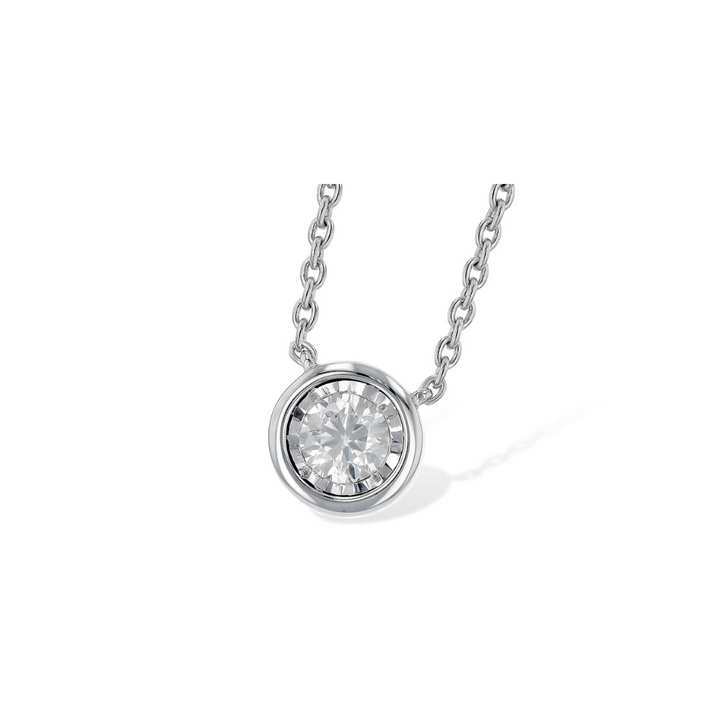 AK 14K YG Bezel Set Diamond Necklace, .24 carat