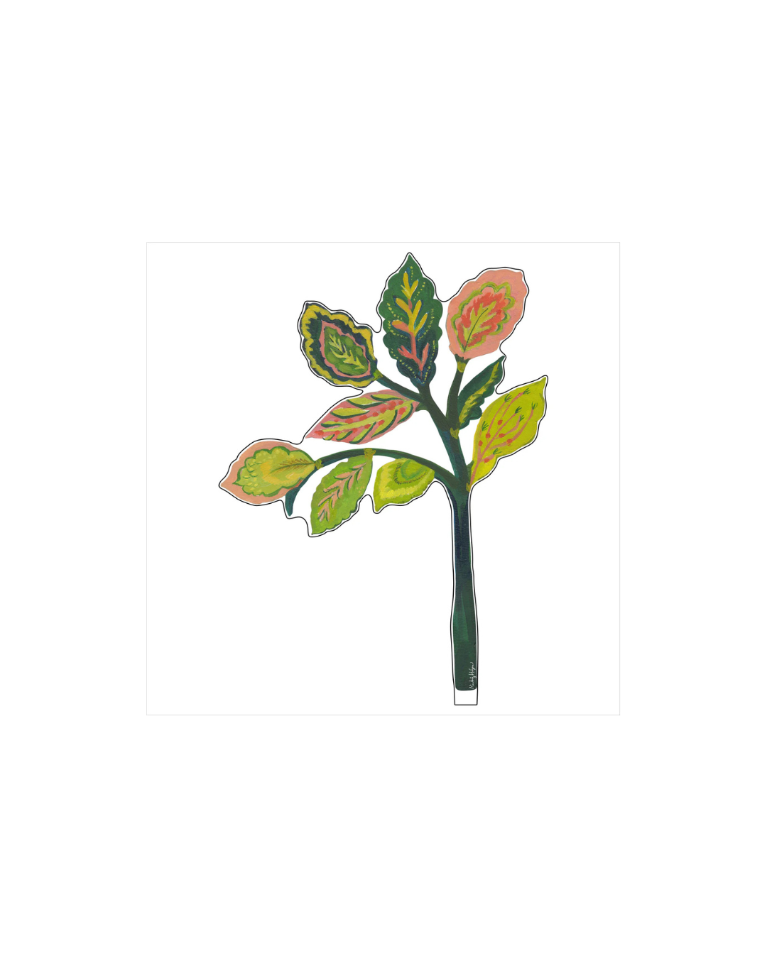 Kimberly Hodge Small Acrylic Single Flower Green Leaves