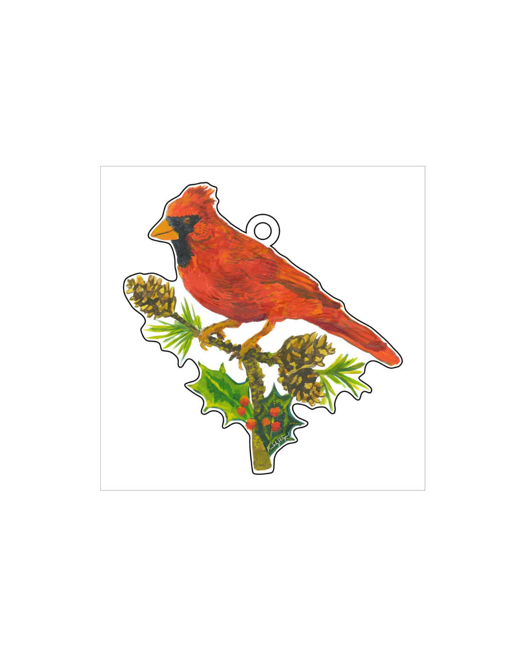Kimberly Hodge Large Cardinal with Pine Cones