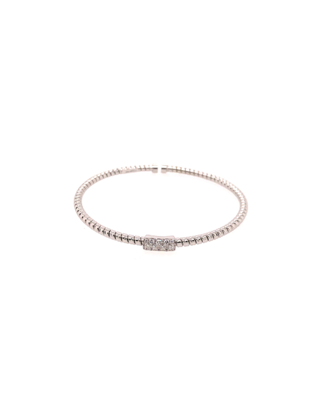 18KW Twisted Bracelet with Diamond Bar