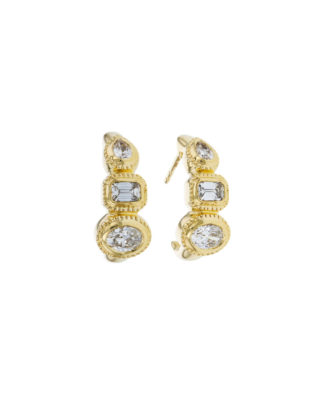 14KY Multi Shape Diamond Hoops