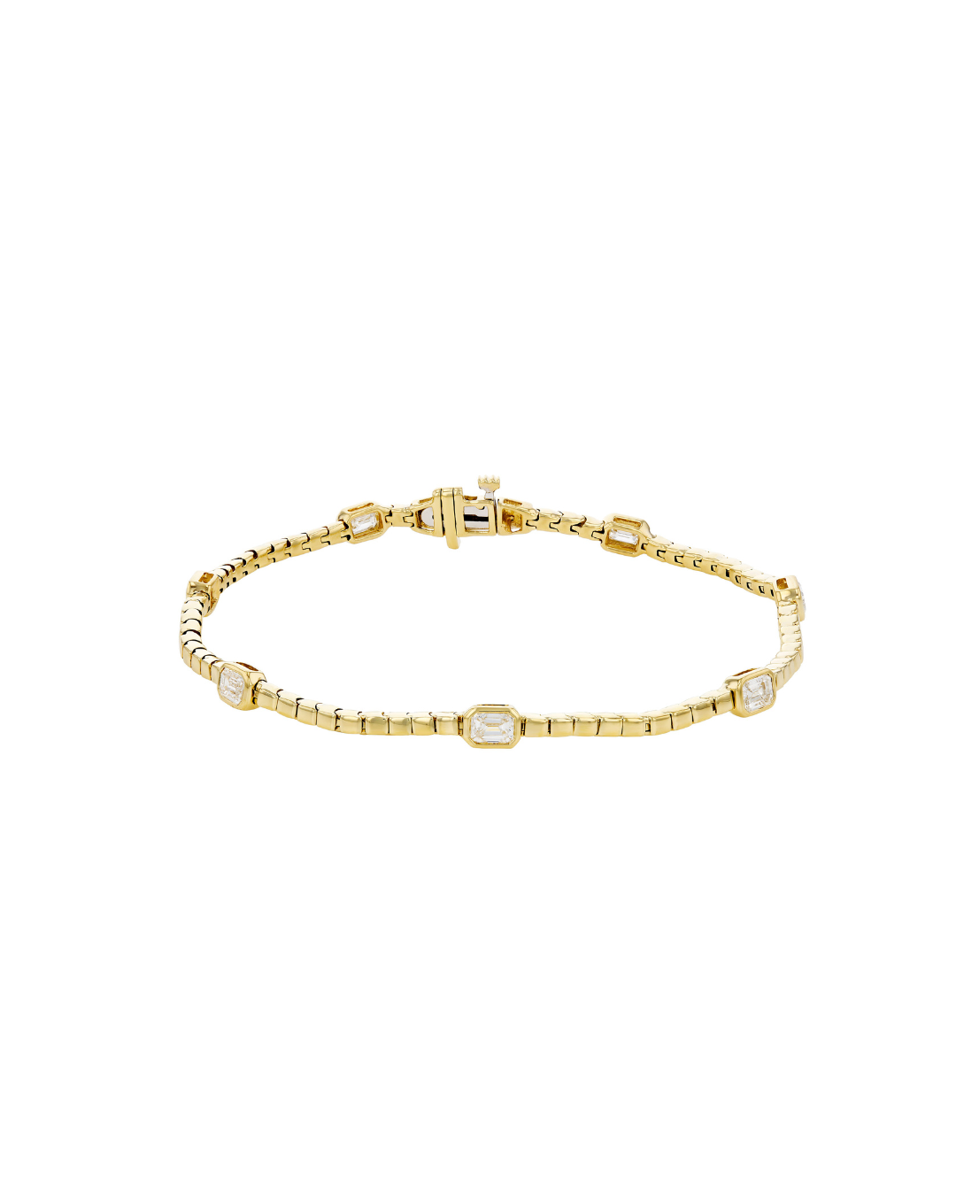 14KY Emerald Diamond Cut Station Bracelet