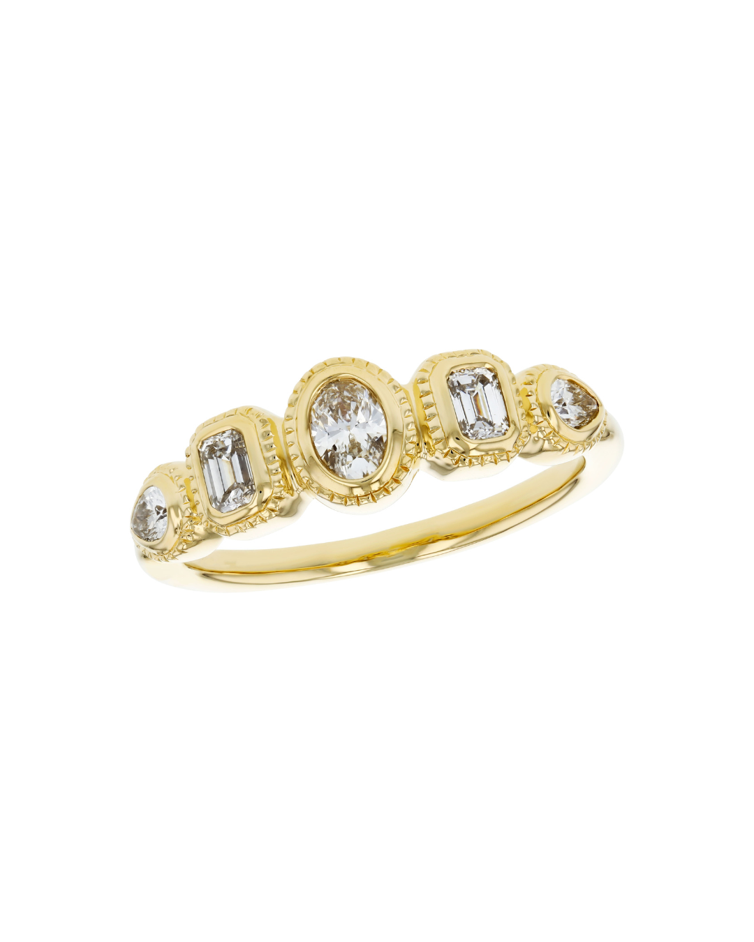 14KY Alternating Fancy Cut Diamond Ring