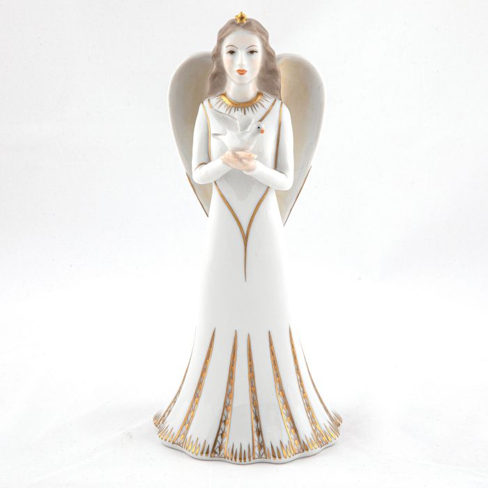 Herend Angel with Dove, Gold