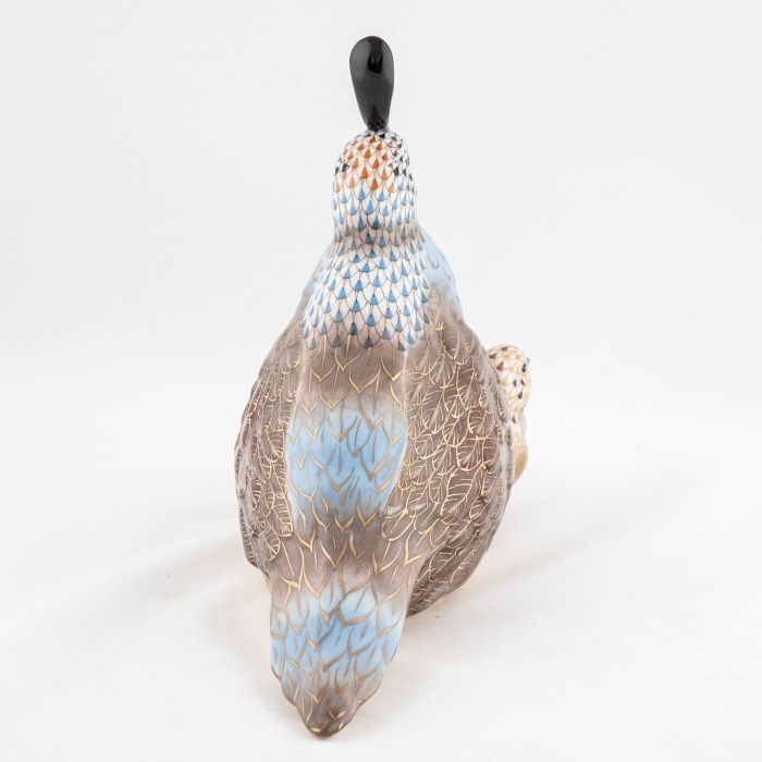 Herend Mother & Baby Quail, Multicolor