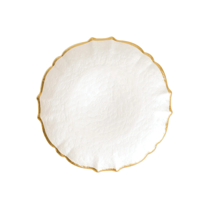 Vietri Viva Baroque Glass White Salad Plate