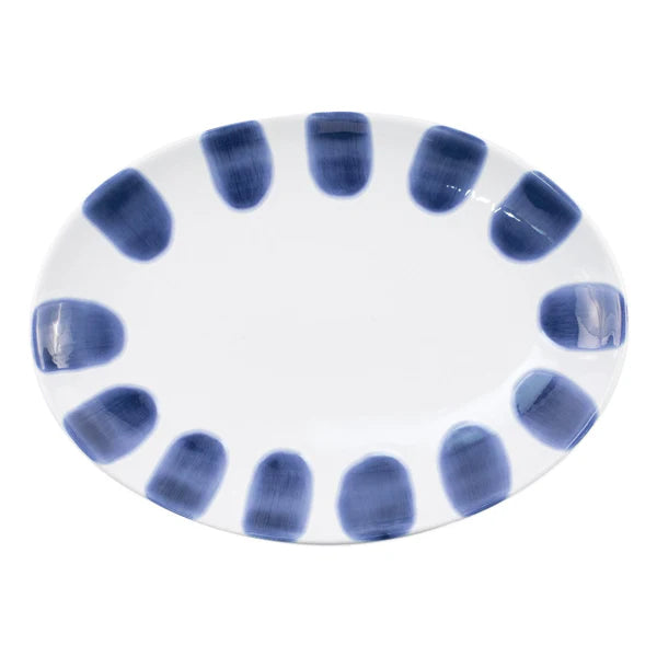 Vietri Santorini Small Oval Platter/Dot