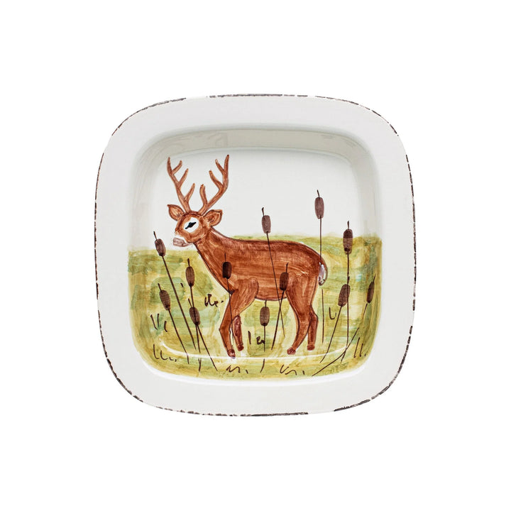 Wildlife Deer Rimmed Square Platter