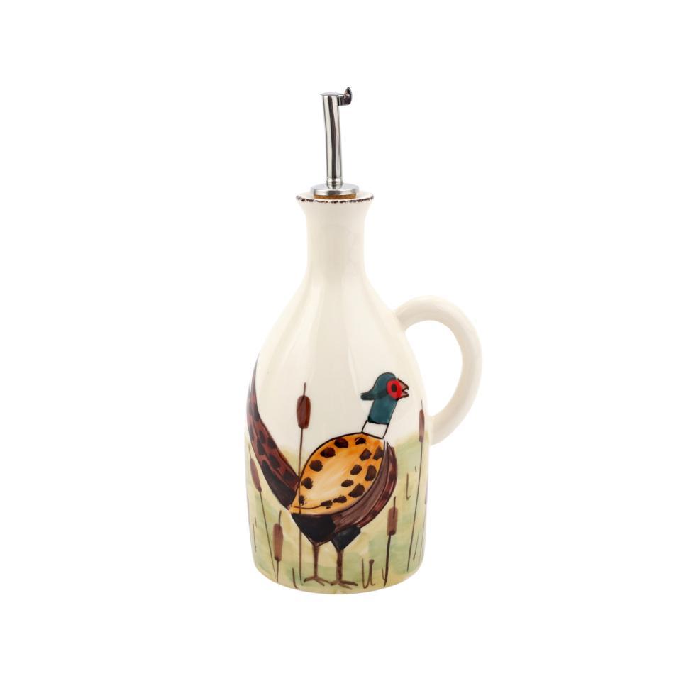 Vietri Wildlife Phesant Handled Olive Oil Bottle
