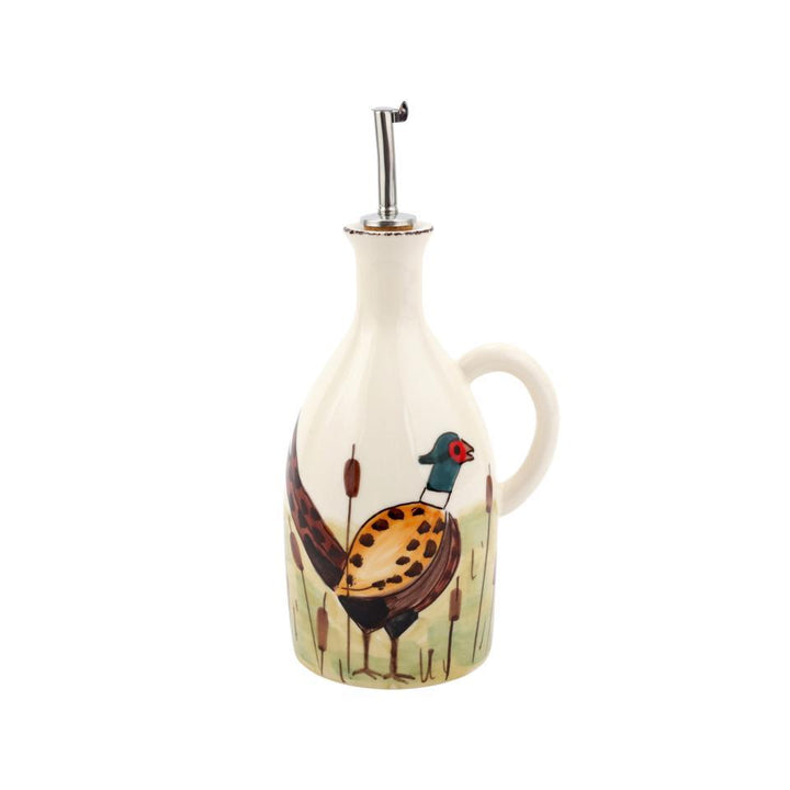 Vietri Wildlife Phesant Handled Olive Oil Bottle