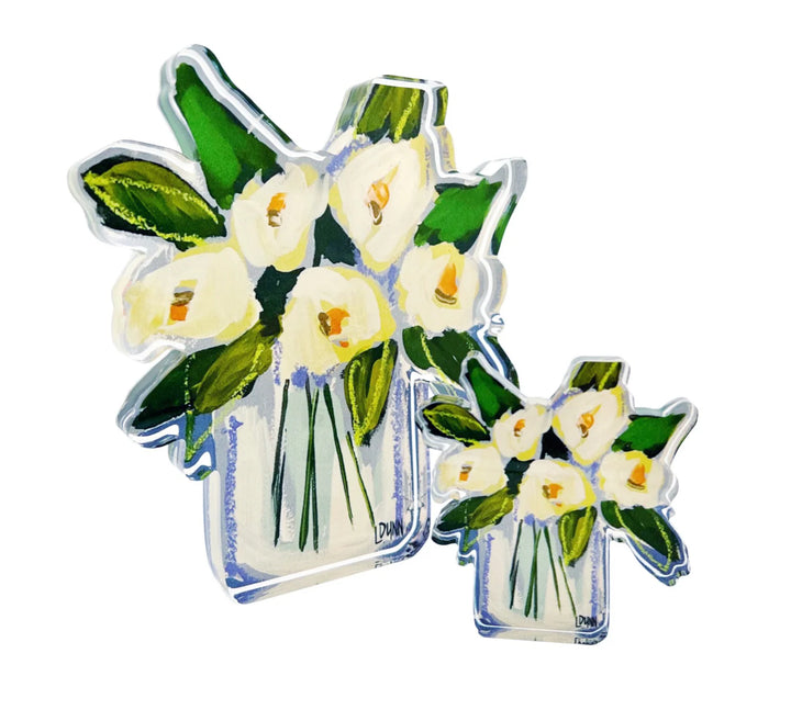 White Floral Bloom Block
