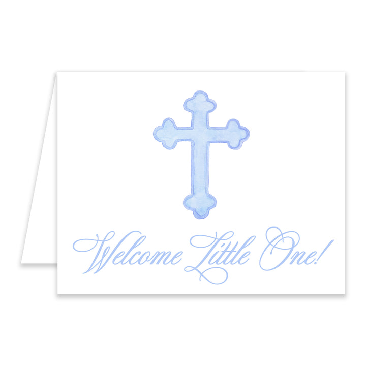 Ellington Paper Company "Welcome Little One" Card, Blue Cross