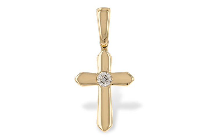 14K YG Cross and Diamond Pendant