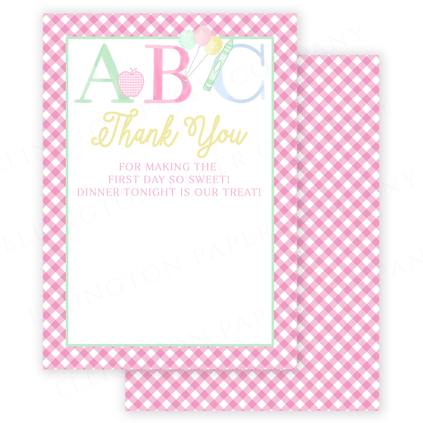Ellington Paper Company ABC Pastel Colors 5x7 Gift Card Holder