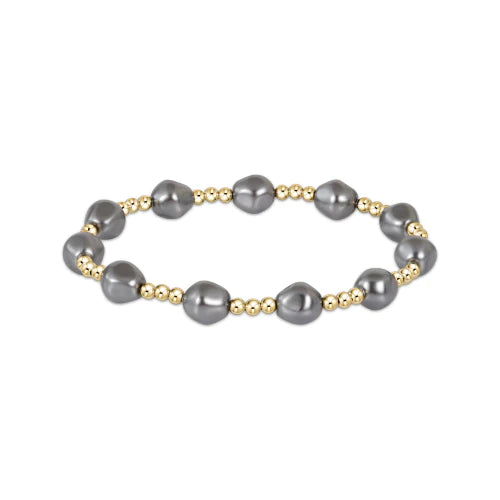 Admire Gold 3mm Bead Bracelet - Pearl - Dark Grey