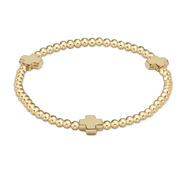 enewton Signature Cross Gold Pattern 3mm Bead Bracelet