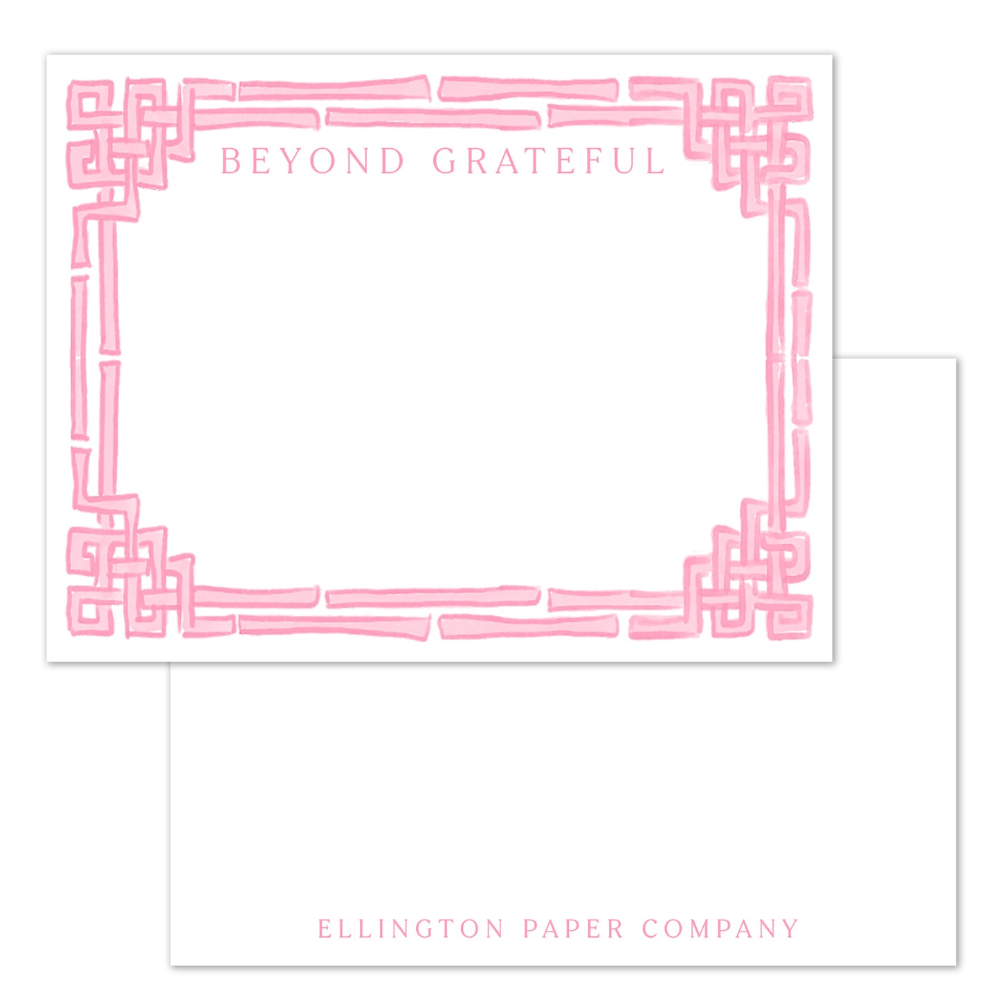 Ellington Paper Company Beyond Grateful Set Of 10 Flat Notecards, Pink