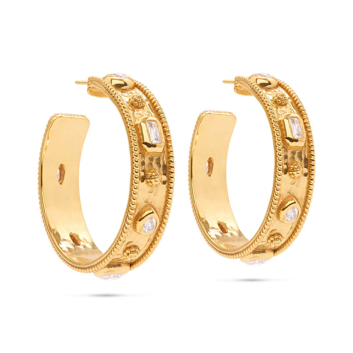 Capucine de Wulf Berry Hammered Hoop Earrings - Clear Cubic Zirconia