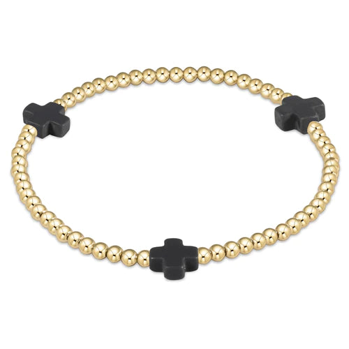 Enewton Extends Signature Cross 3mm Gold Bracelet - Charcoal
