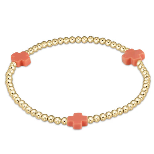 enewton Signature Cross Gold Pattern 3mm Bead Bracelet