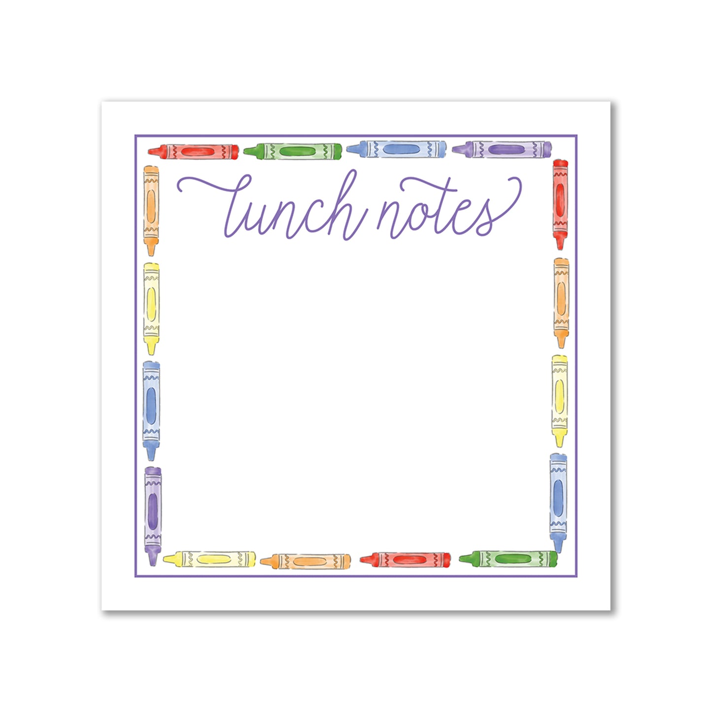 Ellington Paper Company "Lunch Notes" 50 Sheet Notepad, Crayons Script