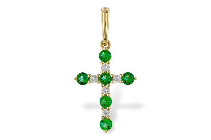 Emerald and Diamond Cross Pendant