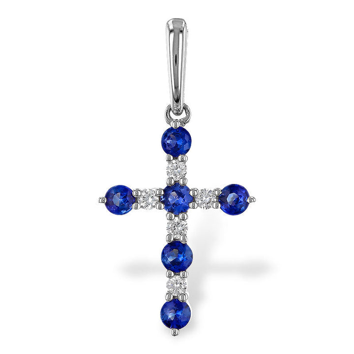 Saphire and Diamond Cross Pendant