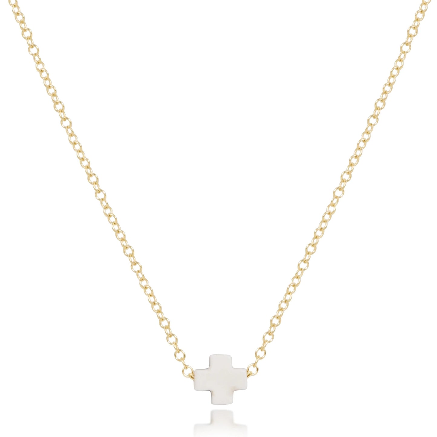 Enewton egirl 14" Necklace Gold - Signature Cross Small Off-White