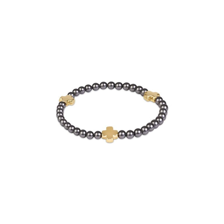 Enewton Extends Signature Cross 4mm Pearl Dark Grey Bracelet