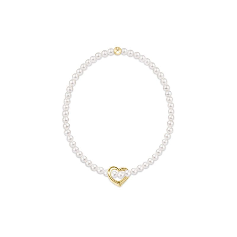 Enewton Classic Pearl 3mm Bracelet - Love Gold Charm