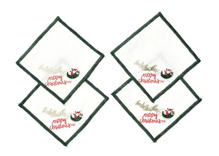 Flying Santa Linen Cocktail Napkins | Coton Colors, Set of 4