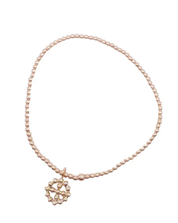enewton Classic Gold 2mm Bead Bracelet - Classic Beaded Signature Cross Halo Small Gold Charm
