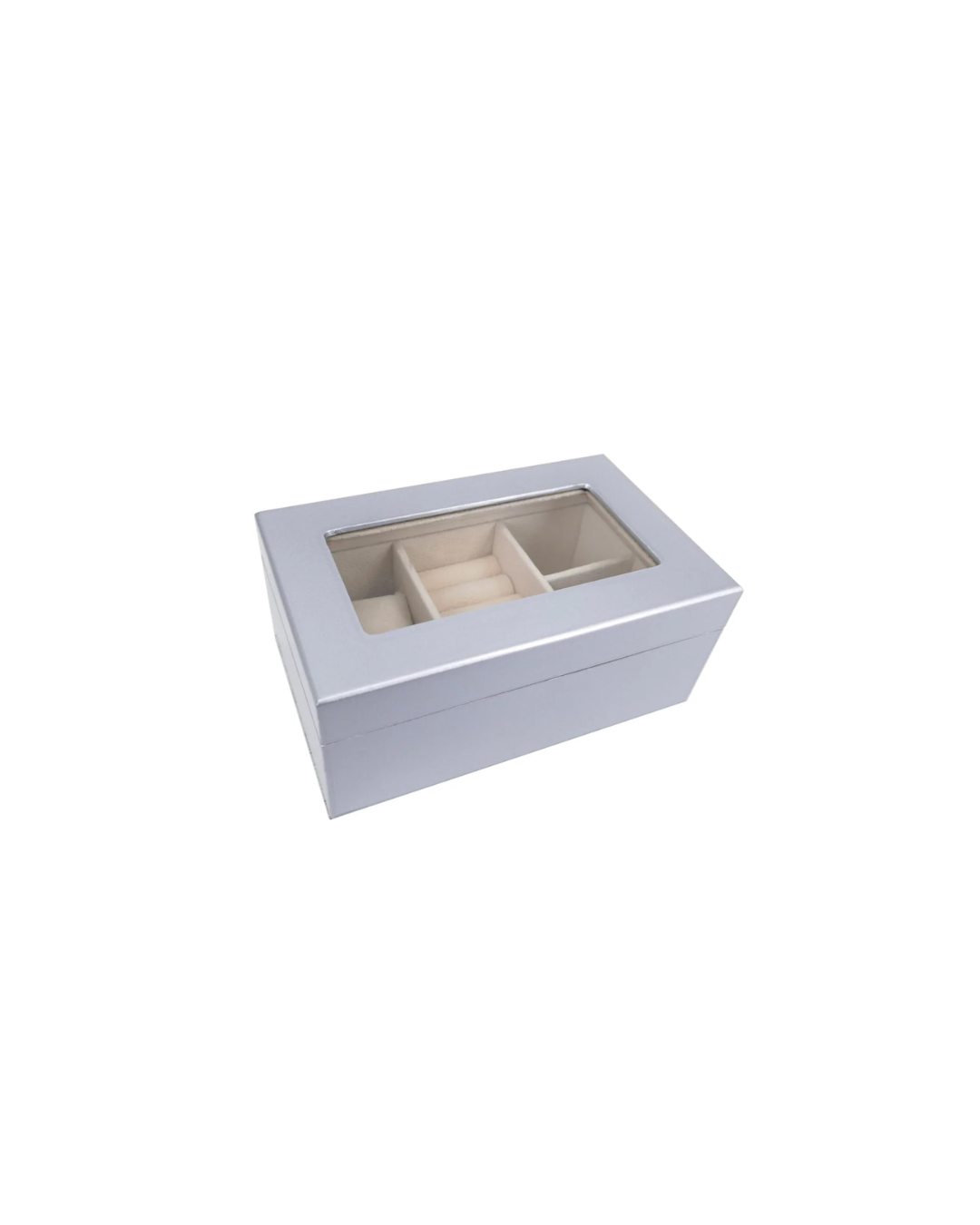 Kylie Mini Glass Top Jewelry Box, Pearl White