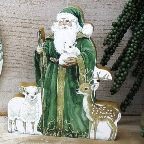 Trade Cie Cutout Layered MDF Table Décor, Woodland Santa w/ Animals