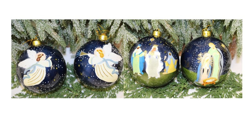 Trade Cie Handpainted Capiz Ornament, Glitter