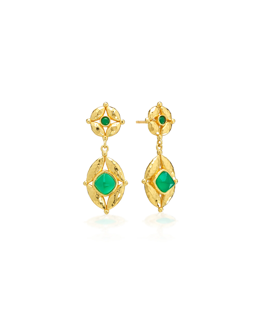 Mystic Eye Post Drop Earrings, Green Onyx