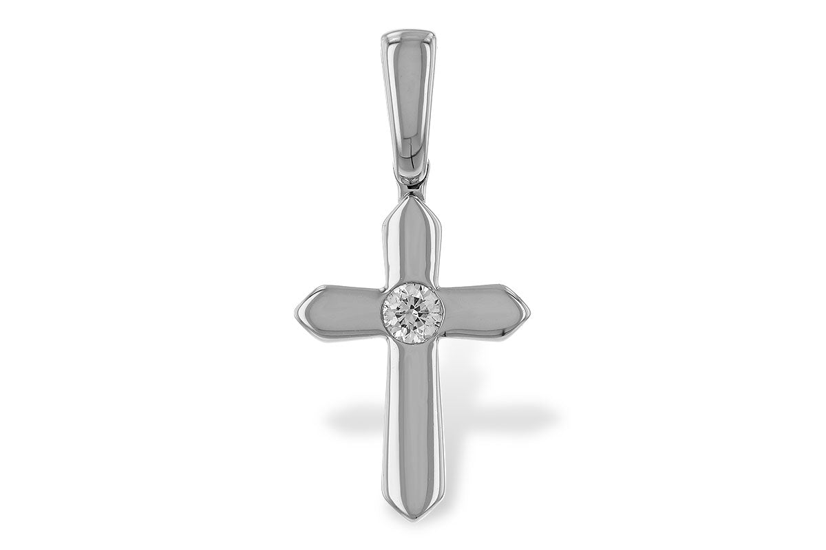 14K WG Cross and Diamond Pendant