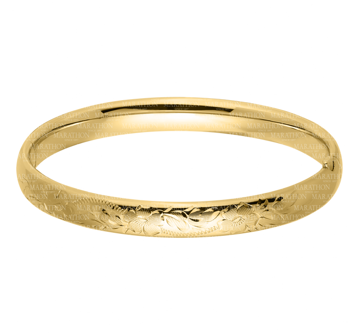 14KGF Engraved Bangle Bracelet