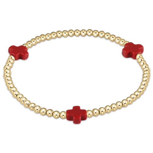 enewton Signature Cross Gold Pattern 3mm Bead Bracelet