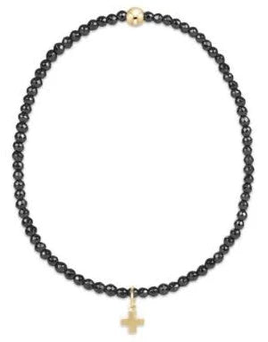 enewton Faceted Hematite 2mm Bead Bracelet - Signature Cross