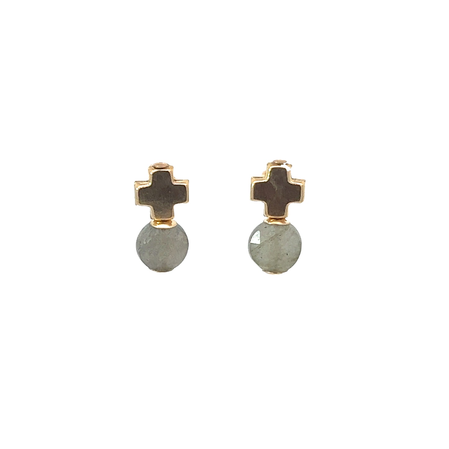 enewton Signature Cross Gold Stud - Labradorite