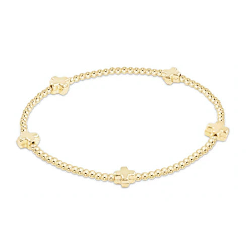 enewton Egirl Signature Cross Small Gold Pattern 2mm Bead Bracelet - Gold